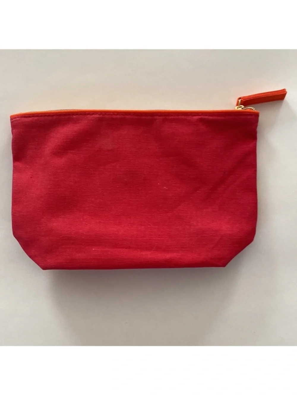 ESTEE LAUDER Regal Red Pink Canvas Zip Top Cosmetic Makeup Bag 8”x5”x2” New
